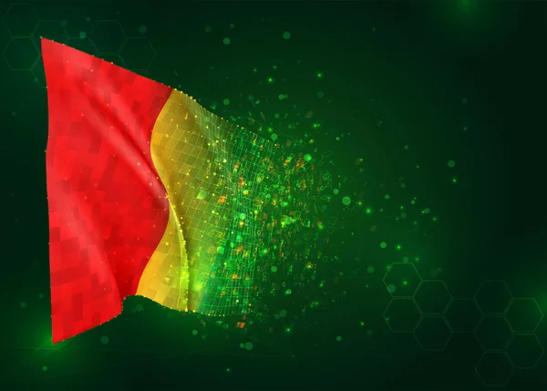 Guinee Vector Vlag Groene Achtergrond Met Polygonen Datanummers — Stockvector