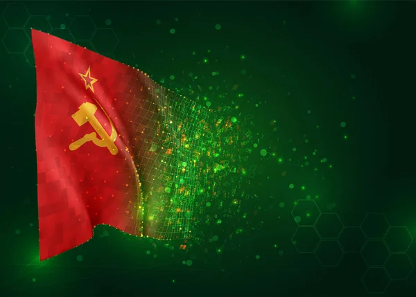 Bandeira Vermelha Comunismo Urss Vetor Bandeira Fundo Verde Com Polígonos —  Vetores de Stock