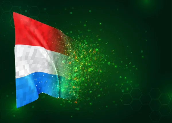 Luxemburg Vektor Flagga Grön Bakgrund Med Polygoner Och Siffror — Stock vektor
