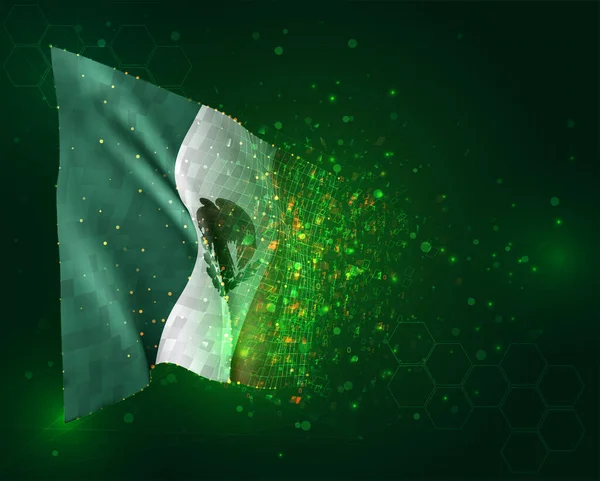 Mexiko Vektor Flagge Auf Grünem Hintergrund Mit Polygonen Und Datennummern — Stockvektor