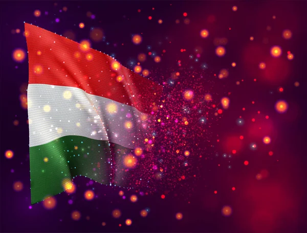 Ungarn Vektor Flagge Auf Rosa Lila Hintergrund Mit Beleuchtung Und — Stockvektor