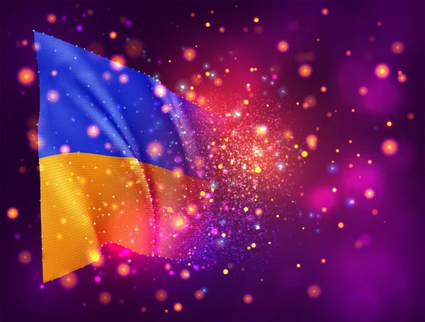 Ukraine Vektor Flagge Auf Rosa Lila Hintergrund Mit Beleuchtung Und — Stockvektor