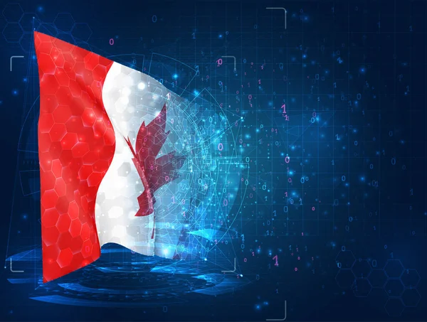 Vector Bandera Sobre Fondo Azul Con Interfaces Hud Canadá — Vector de stock