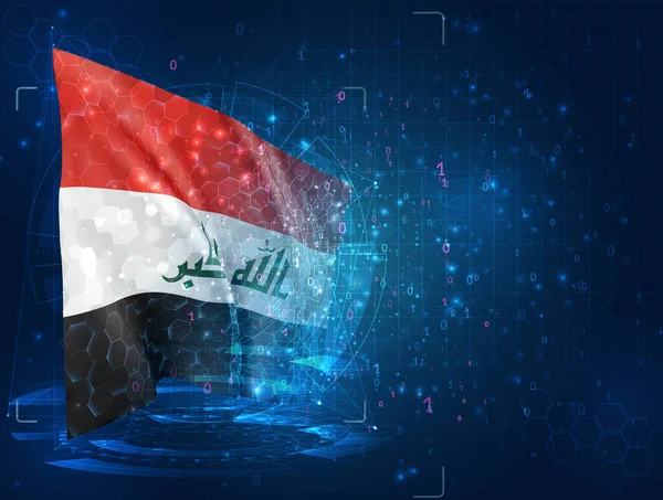 Iraque Vetor Bandeira Fundo Azul Com Interfaces Hud —  Vetores de Stock