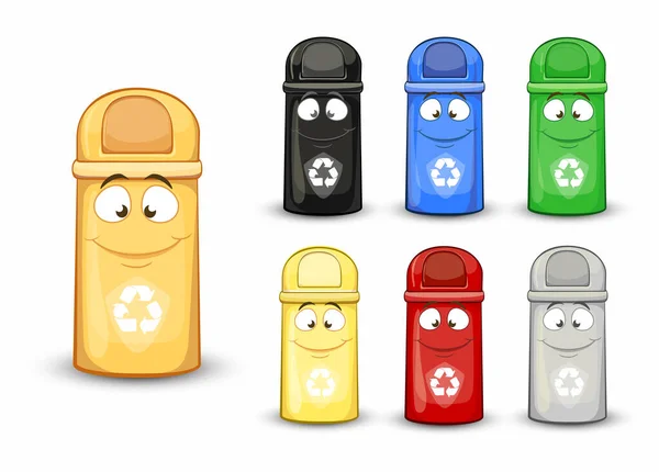 用于对废物进行分类的废物容器 平面卡通风格的矢量图像 对环境的概念护理 — 图库矢量图片