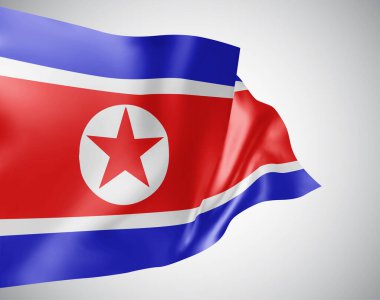 Beyaz arka planda rüzgarda dalgalanan dalgalı ve kıvrımlı vektör bayrağı.