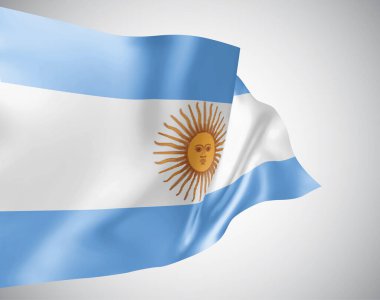 Arjantin, beyaz arka planda dalgalanan dalgalar ve kıvrımlarla vektör bayrağı.