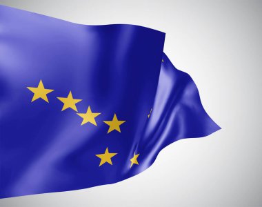 Alaska, beyaz arka planda rüzgarda dalgalanan dalgalı ve eğimli vektör bayrağı.