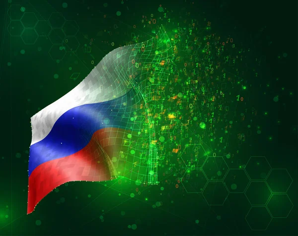 Rusia Vector Bandera Sobre Fondo Verde Con Polígonos Números Datos — Archivo Imágenes Vectoriales