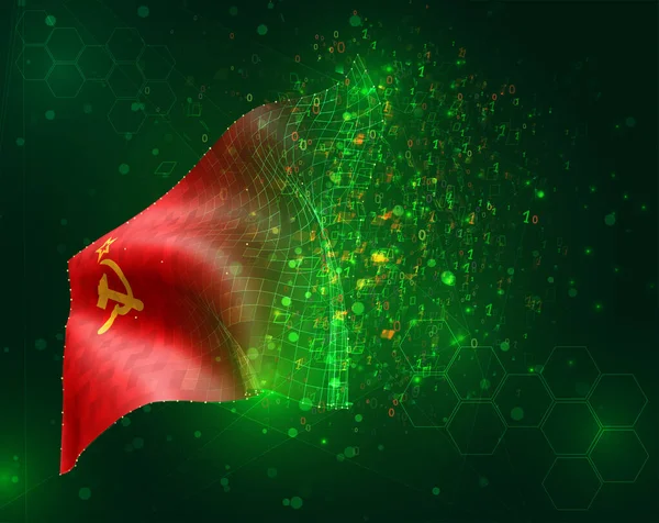 Communiste Ussr Drapeau Vectoriel Sur Fond Vert Avec Des Polygones — Image vectorielle