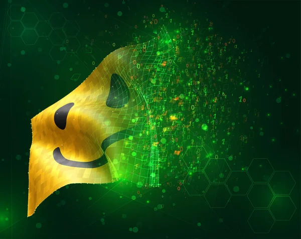 Fröhlich Gelbes Lächeln Vektor Fahne Auf Grünem Hintergrund Mit Polygonen — Stockvektor