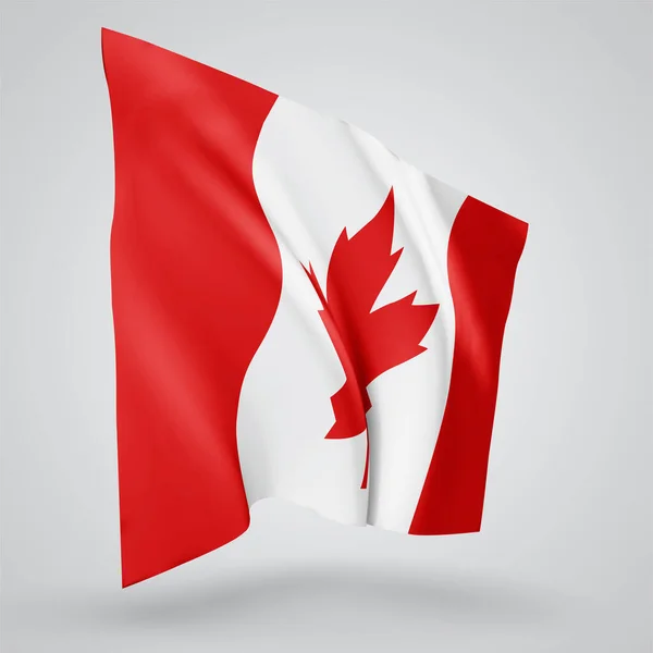 Canadá Bandera Vectorial Con Olas Curvas Ondeando Viento Sobre Fondo — Vector de stock