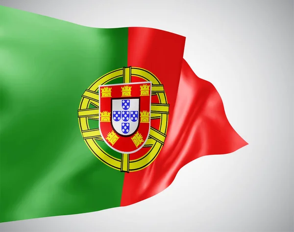 Portugal Bandera Vectorial Con Olas Curvas Ondeando Viento Sobre Fondo — Archivo Imágenes Vectoriales