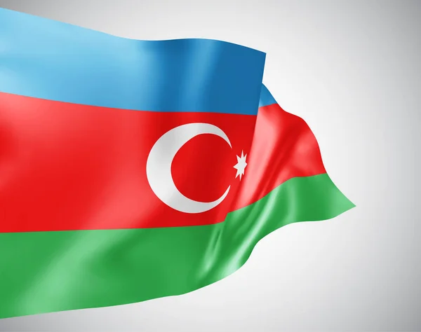 Αζερμπαϊτζάν Διανυσματική Σημαία Κύματα Και Στροφές Κυματίζει Στον Άνεμο Λευκό — Διανυσματικό Αρχείο