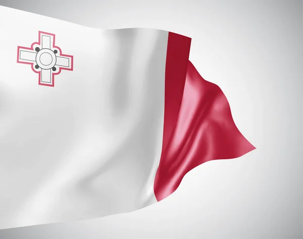 Malta Bandeira Vetorial Com Ondas Curvas Acenando Vento Sobre Fundo — Vetor de Stock