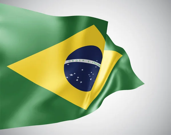 Brasil Bandera Vectorial Con Olas Curvas Ondeando Viento Sobre Fondo — Archivo Imágenes Vectoriales