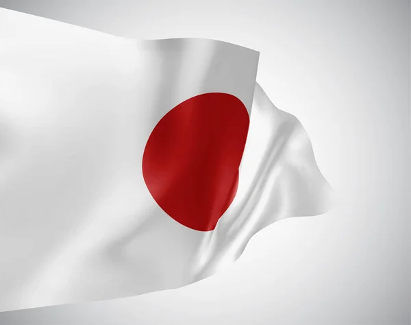 Japón Bandera Vectorial Con Olas Curvas Ondeando Viento Sobre Fondo — Vector de stock