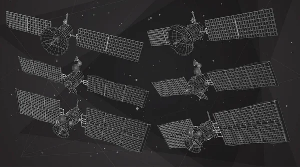 Vektor Künstlicher Erdsatellit Internet Der Zukunft Aus Polygonen Und Linien — Stockvektor