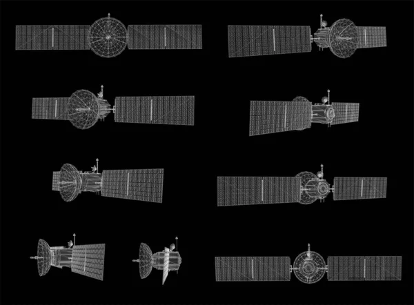 Vektor Künstlicher Erdsatellit Internet Der Zukunft Aus Polygonen Und Linien — Stockvektor