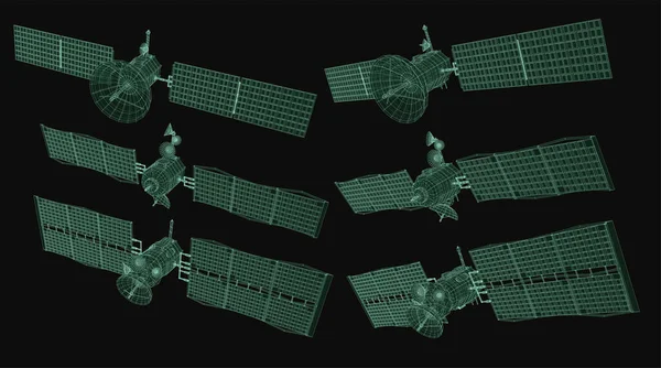 Vecteur Artificiel Satellite Terre Internet Futur Partir Polygones Lignes — Image vectorielle