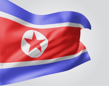 Beyaz arka planda rüzgarda dalgalanan dalgalı ve kıvrımlı vektör bayrağı.