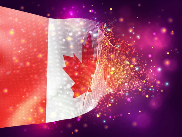 Canadá Vector Bandera Sobre Fondo Rosa Púrpura Con Iluminación Bengalas — Vector de stock