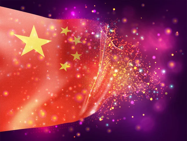 Китай Векторный Флаг Розовом Фиолетовом Фоне Освещением Вспышками — стоковый вектор