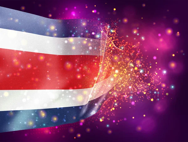 Costa Rica Vektor Flagge Auf Rosa Lila Hintergrund Mit Beleuchtung — Stockvektor
