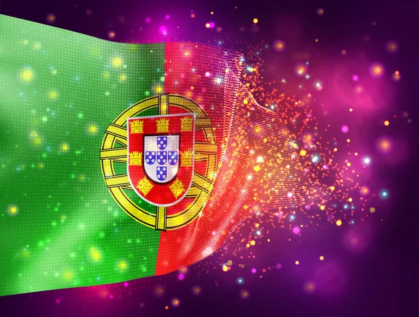 Portugal Vetor Bandeira Fundo Roxo Rosa Com Iluminação Flares — Vetor de Stock