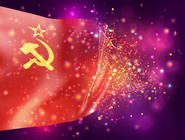 Коммунистический Вектор Флаг Розовом Фиолетовом Фоне Освещением Вспышками — стоковый вектор