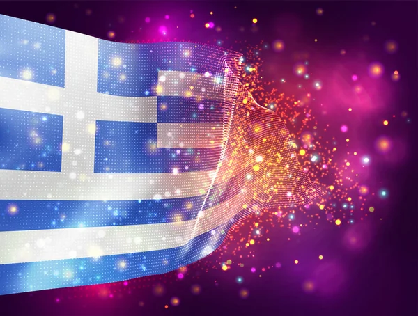 Grécia Vetor Bandeira Fundo Roxo Rosa Com Iluminação Flares — Vetor de Stock