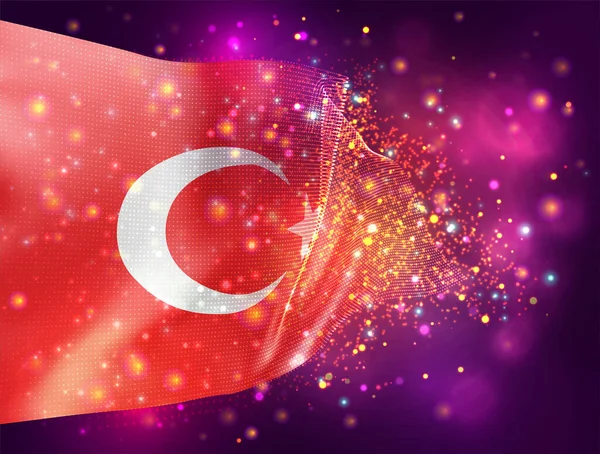 Turchia Vettore Bandiera Sfondo Viola Rosa Con Illuminazione Razzi — Vettoriale Stock