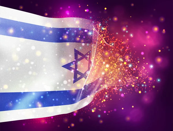 Israel Vetor Bandeira Fundo Roxo Rosa Com Iluminação Flares — Vetor de Stock