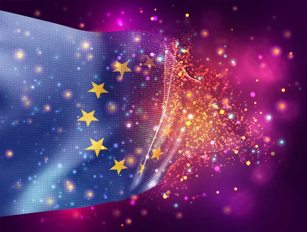 Европейский Союз Векторный Флаг Розовом Фиолетовом Фоне Освещением Вспышками — стоковый вектор