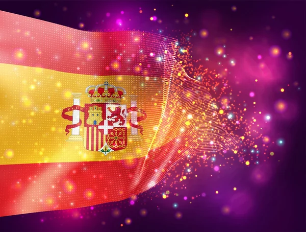 España Vector Bandera Sobre Fondo Rosa Púrpura Con Iluminación Bengalas — Vector de stock