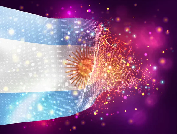 Argentina Vector Bandera Sobre Fondo Rosa Púrpura Con Iluminación Bengalas — Vector de stock