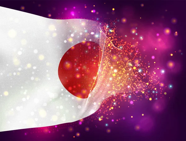 Japan Vektor Flagge Auf Rosa Lila Hintergrund Mit Beleuchtung Und — Stockvektor