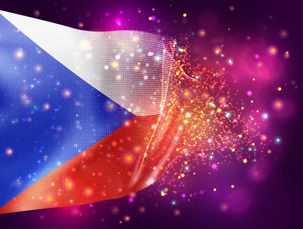 Чешская Республика Вектор Флаг Розовом Фиолетовом Фоне Освещением Вспышками — стоковый вектор