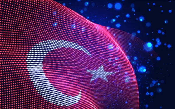 Vettore Brillante Bandiera Paese Incandescente Punti Astratti Turchia — Vettoriale Stock