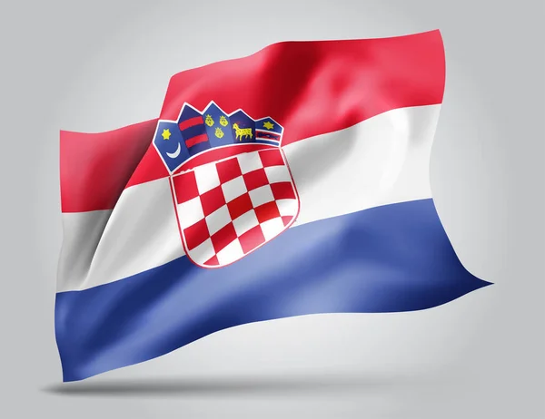 Croacia Bandera Vectorial Con Olas Curvas Ondeando Viento Sobre Fondo — Archivo Imágenes Vectoriales