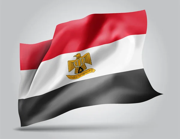 Egito Bandeira Vetorial Com Ondas Curvas Acenando Vento Sobre Fundo — Vetor de Stock