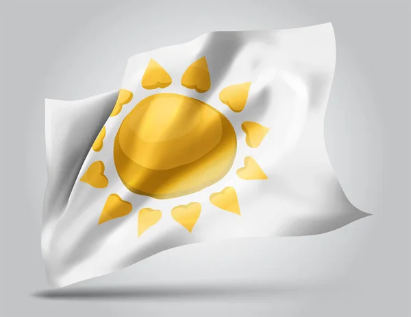 Soleil Sur Drapeau Vectoriel Isolé Sur Fond Blanc — Image vectorielle