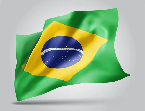 Brazylia Flaga Wektora Falami Zgięciami Machającymi Wietrze Białym Tle — Wektor stockowy
