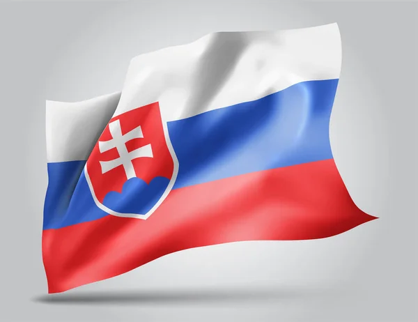 Slovakya Dalgalı Vektör Bayrağı Rüzgarda Sallanan Beyaz Zemin — Stok Vektör