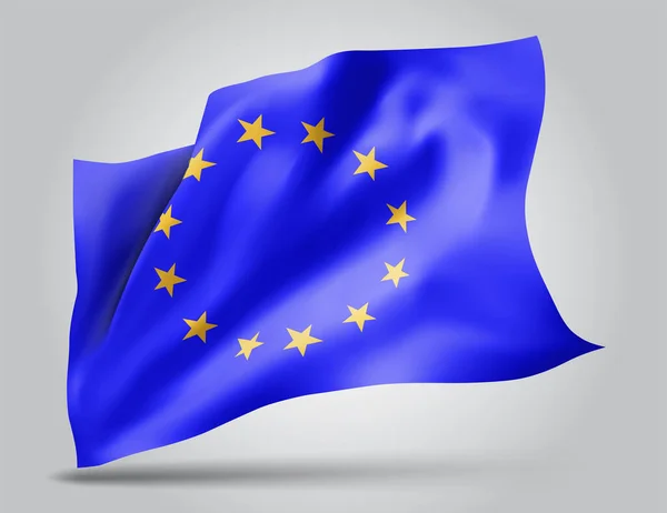 Европейский Союз Векторный Флаг Волнами Изгибами Машущими Ветру Белом Фоне — стоковый вектор