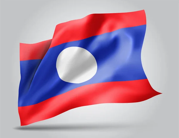 Laos Bandera Vectorial Con Olas Curvas Ondeando Viento Sobre Fondo — Archivo Imágenes Vectoriales