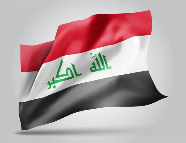 Irak Dalgalı Vektör Bayrağı Beyaz Arka Planda Rüzgarda Sallanan Virajlar — Stok Vektör