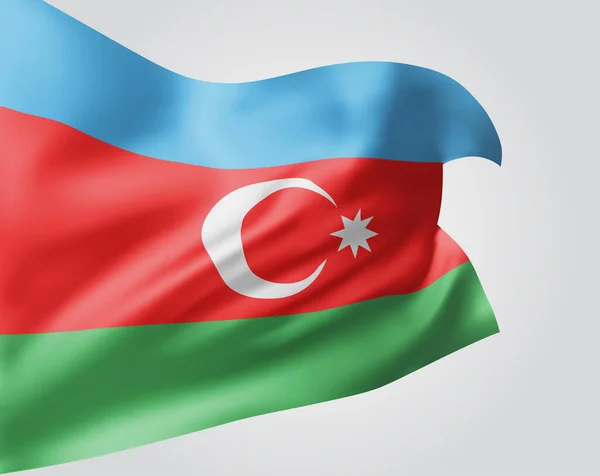 Αζερμπαϊτζάν Διανυσματική Σημαία Κύματα Και Στροφές Κυματίζει Στον Άνεμο Λευκό — Διανυσματικό Αρχείο