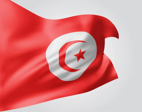 Tunísia Bandeira Vetorial Com Ondas Curvas Acenando Vento Sobre Fundo — Vetor de Stock