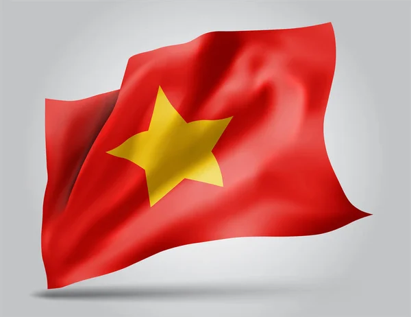 Vietnam Bandera Vectorial Con Olas Curvas Ondeando Viento Sobre Fondo — Vector de stock